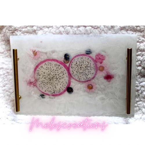 XL table tray w/ real fruit and flowers
