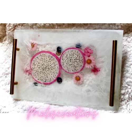 XL table tray w/ real fruit and flowers