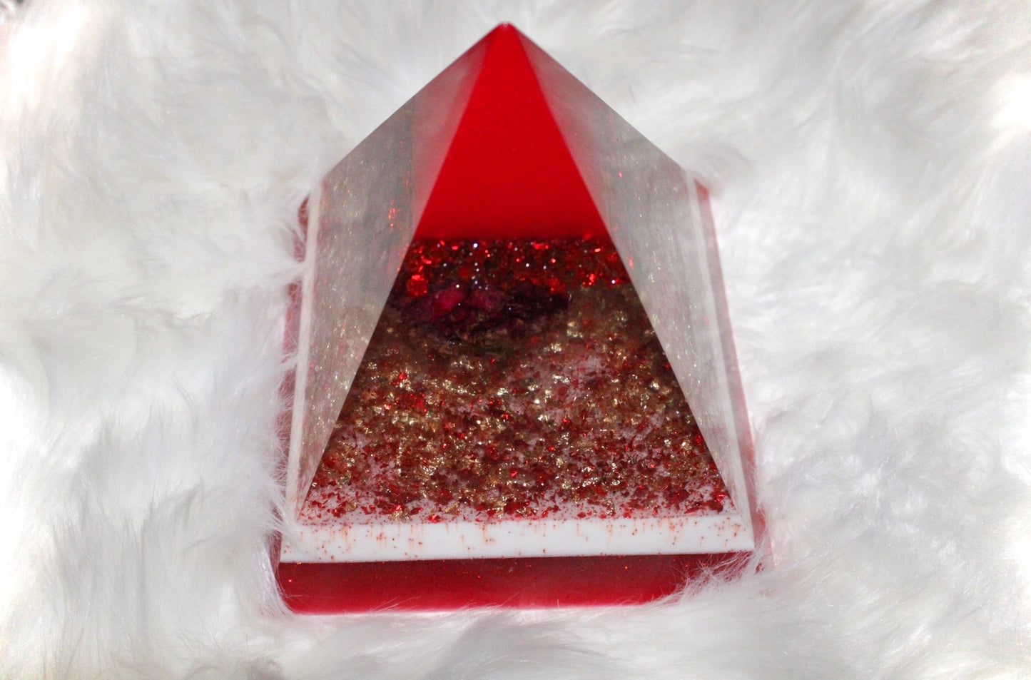 Resin pyramid w/ real flower