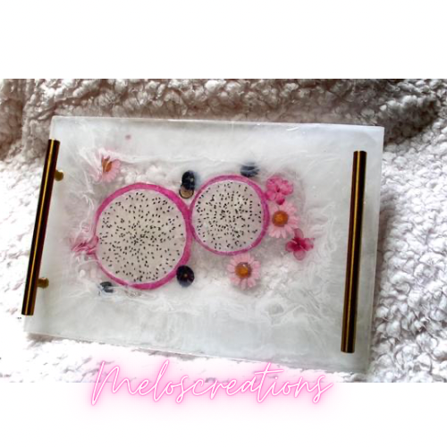 XL table tray w/ real fruit and flowers