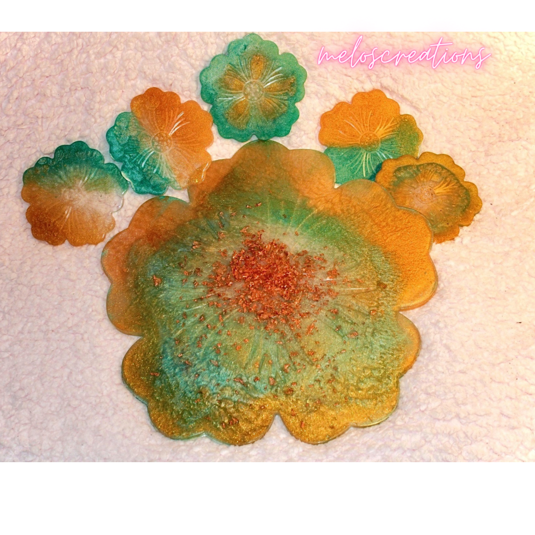 Flower coaster+tray set 🌺